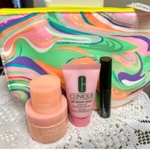 NWT 5 Pc. Set ~ Moisture Surge, All About Eyes, Cleanser, Mascara & Bag